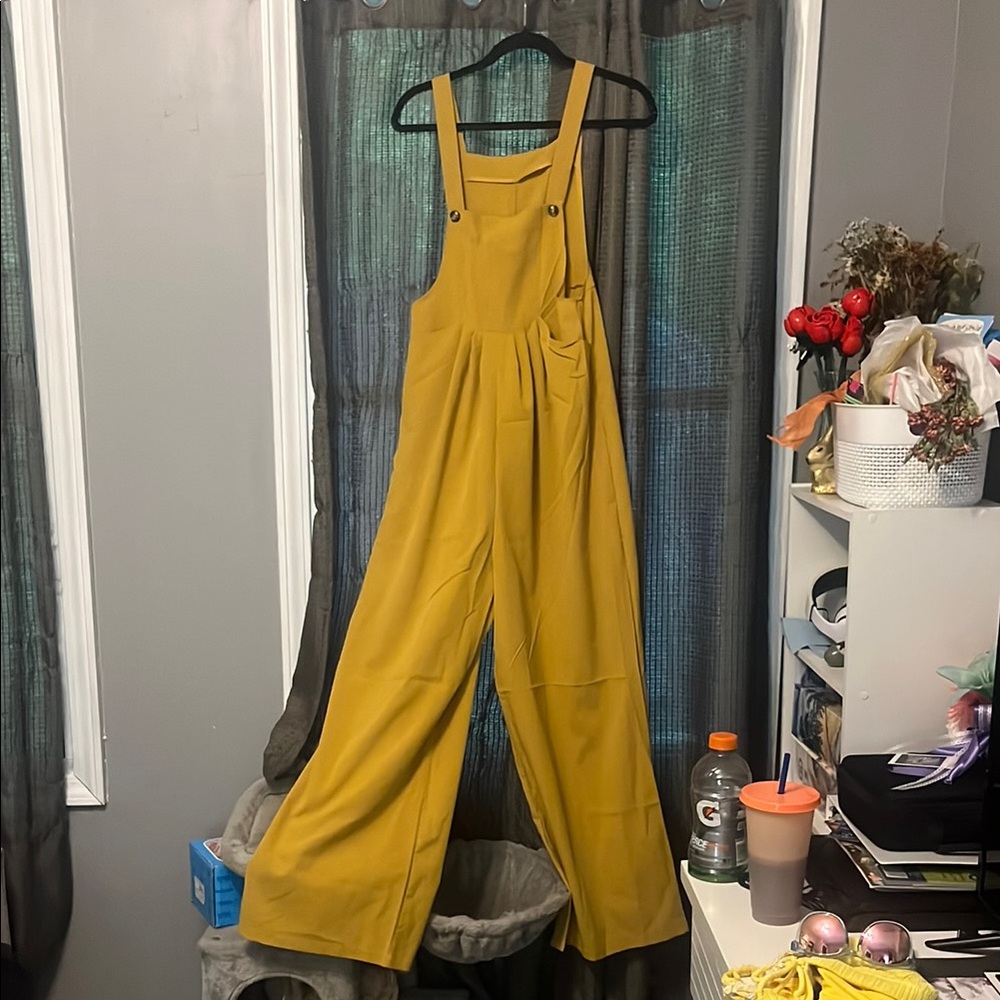 Source Unknown Yellow Jumpsuit Utilitarian Style